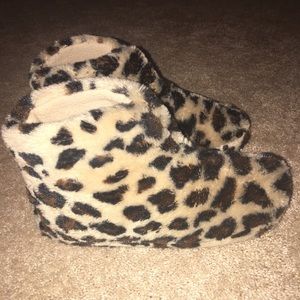 Cheetah print slipper boots